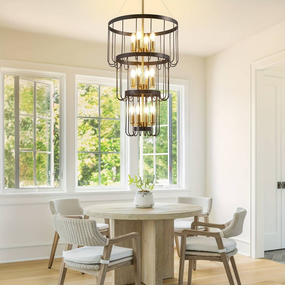 12-Light Farmhouse Staircase Chandelier - Image 4