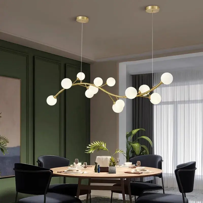 13-Light Gold Tree Branch Pendant Chandelier