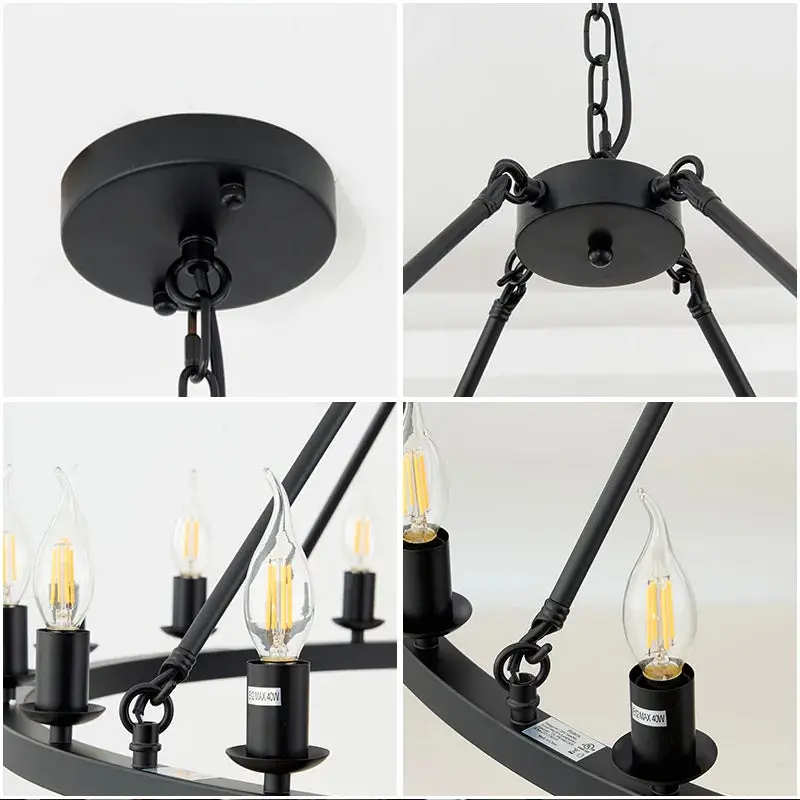 16-Light Round Wagon Wheel Chandelier Black/Gold/Silver - Image 5