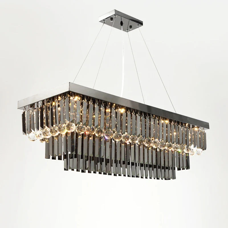 3 Tier Contemporary Rectangular Crystal Chandelier - Image 7
