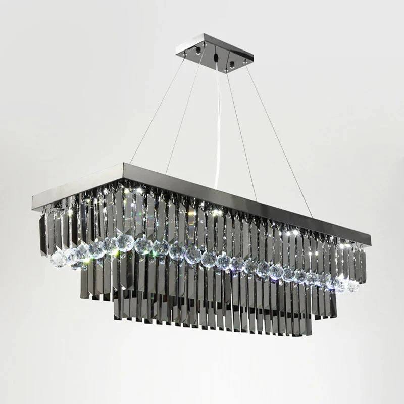 3 Tier Contemporary Rectangular Crystal Chandelier - Image 8