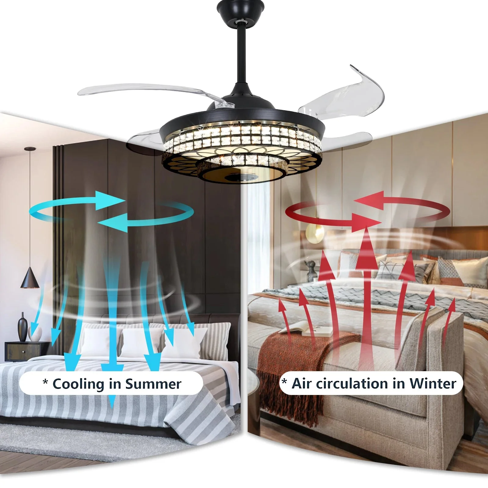 42" Ceiling Fan with Light and Bluetooth Speaker - Image 4