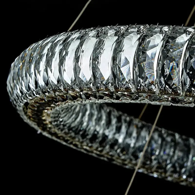 6 Ring Crystal Modern Stairway Lighting - Image 3