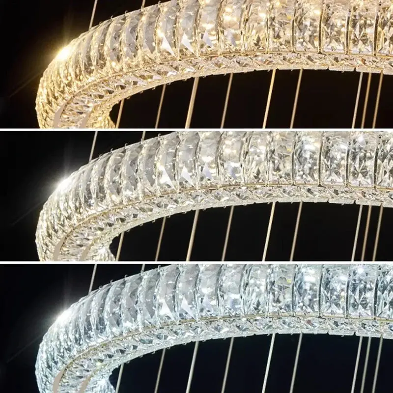 6 Ring Crystal Modern Stairway Lighting - Image 4