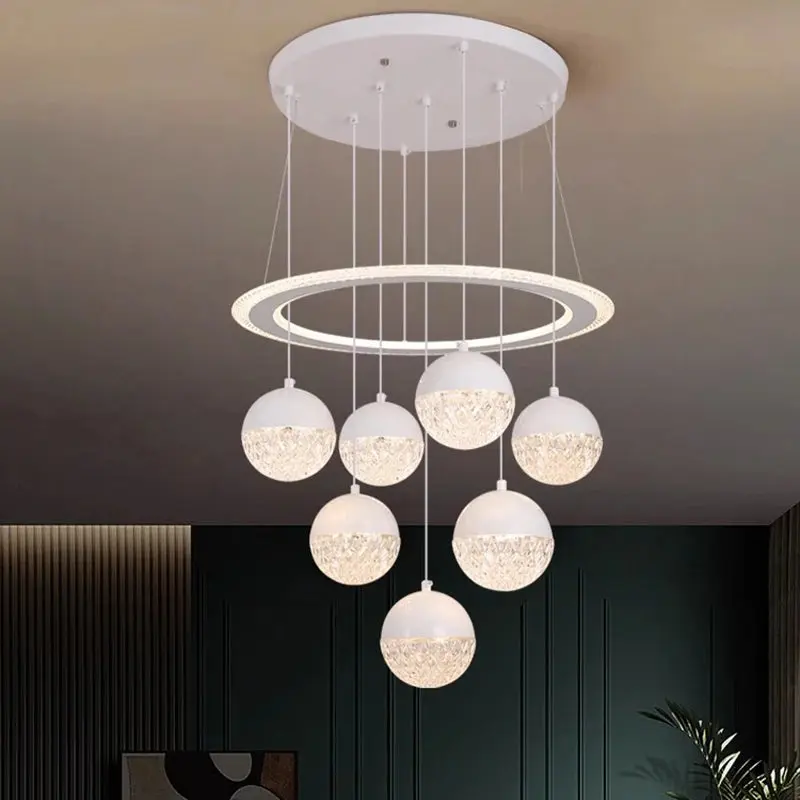 7-Light Cluster Ceiling Chandelier Light Black/White - Image 2