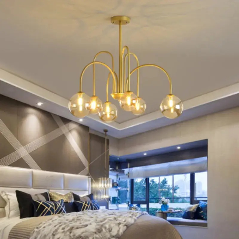 8 Light Led Glass Ball Chandelier Black/Gold - Image 5