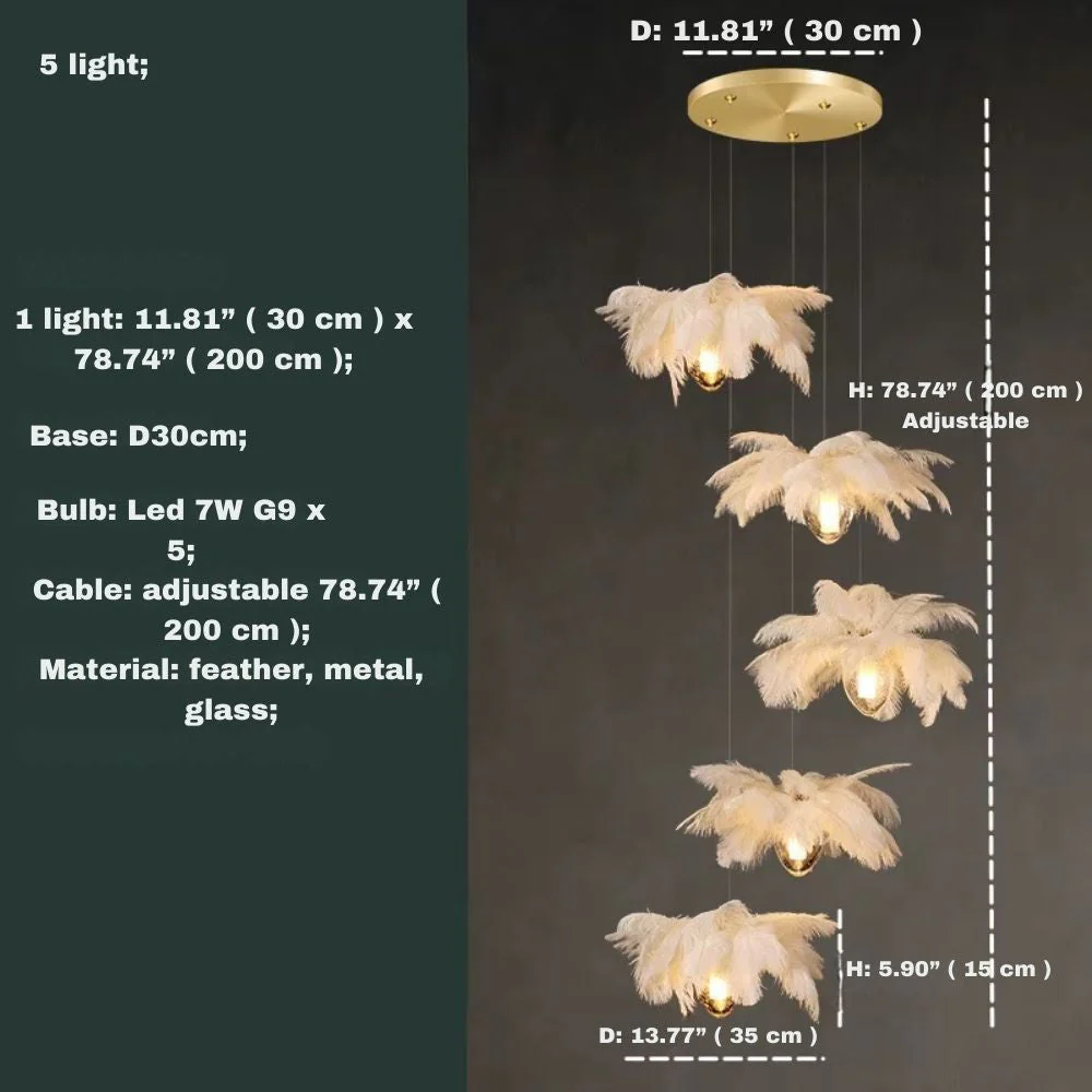 Adel Feather Staircase Lighting Chandelier - Image 7