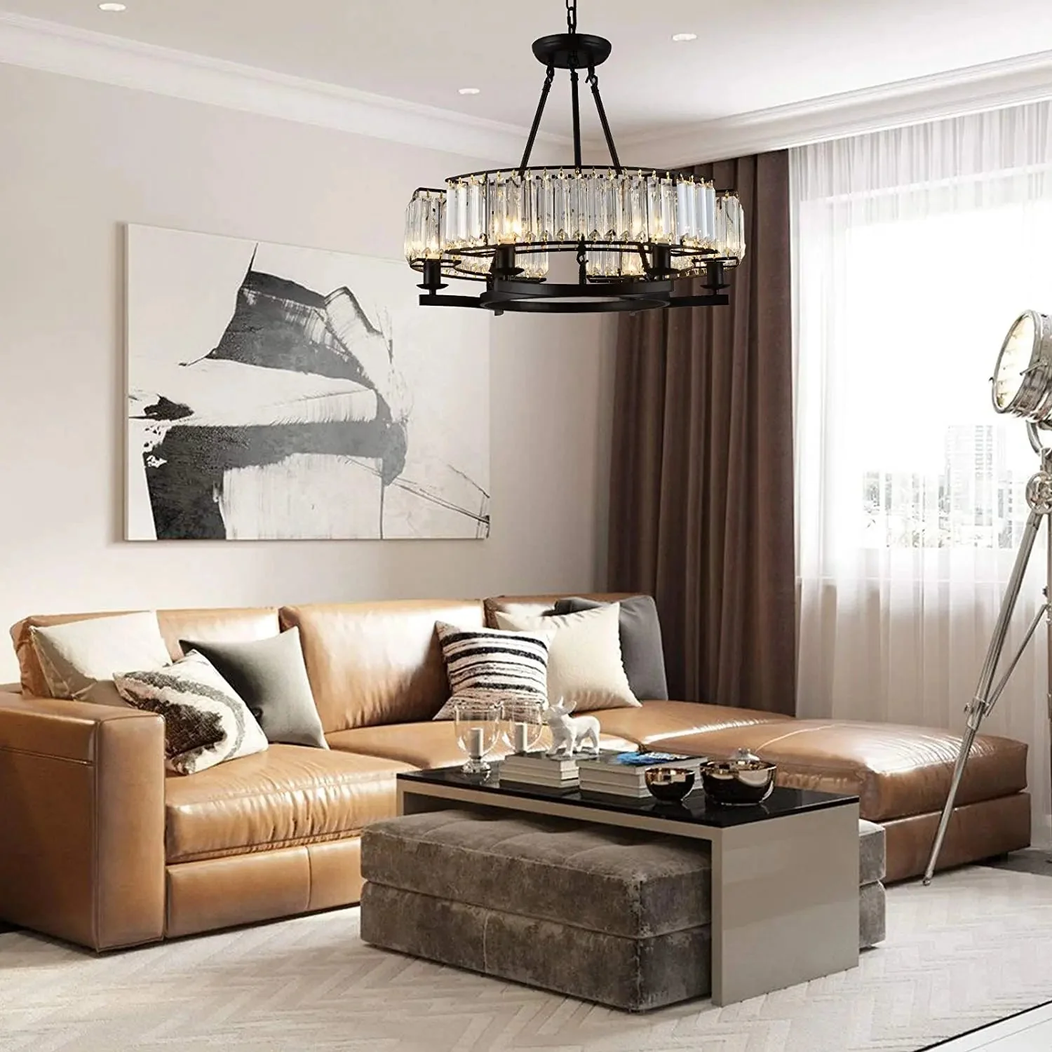 Alis Black Crystal Pendant Chandelier