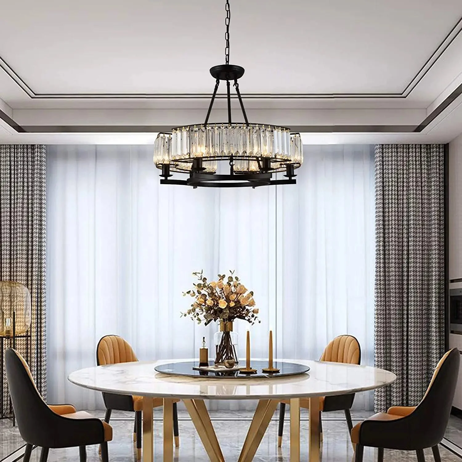 Alis Black Crystal Pendant Chandelier - Image 2