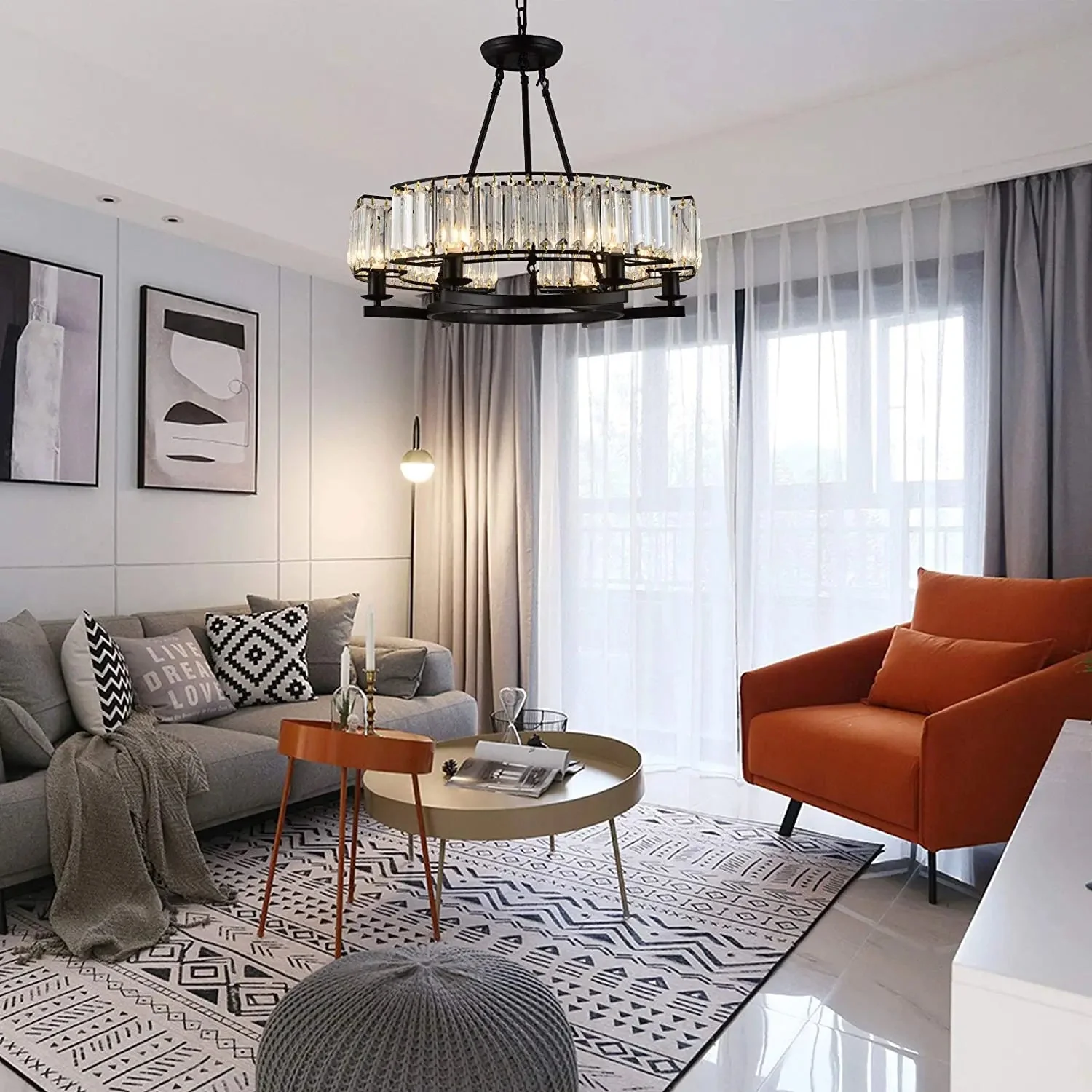 Alis Black Crystal Pendant Chandelier - Image 3