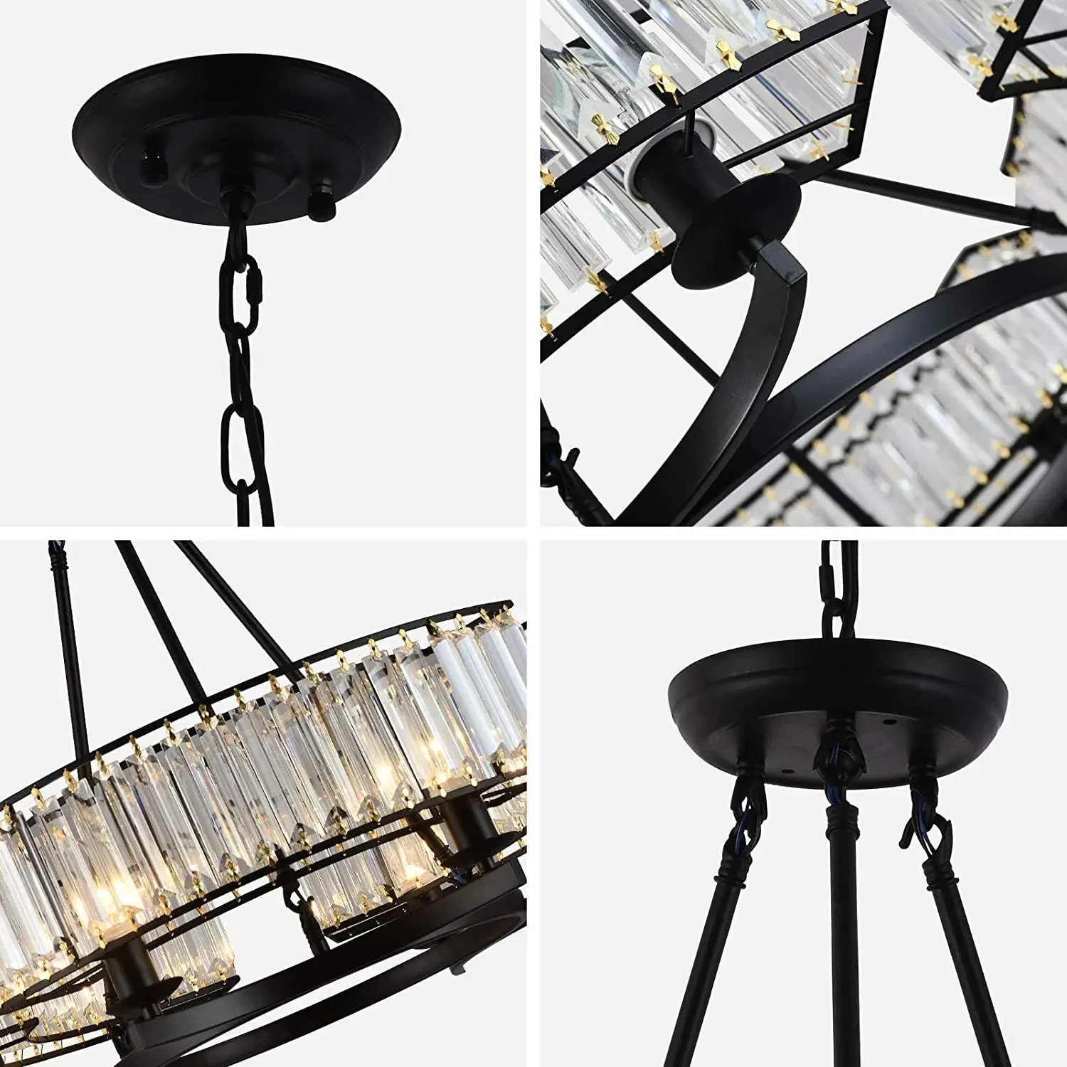 Alis Black Crystal Pendant Chandelier - Image 5