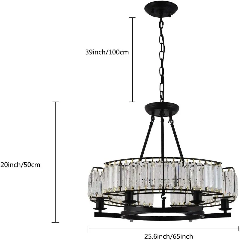 Alis Black Crystal Pendant Chandelier - Image 6