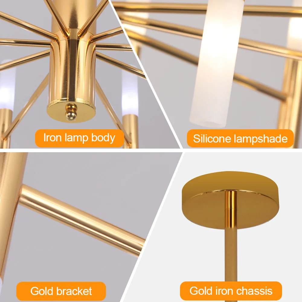 Alissa 20-Light Modern Golden Sputnik Chandelier - Image 4