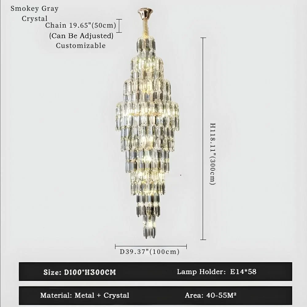 Anita Luxury Crystal Staircase Long Chandelier - Image 11