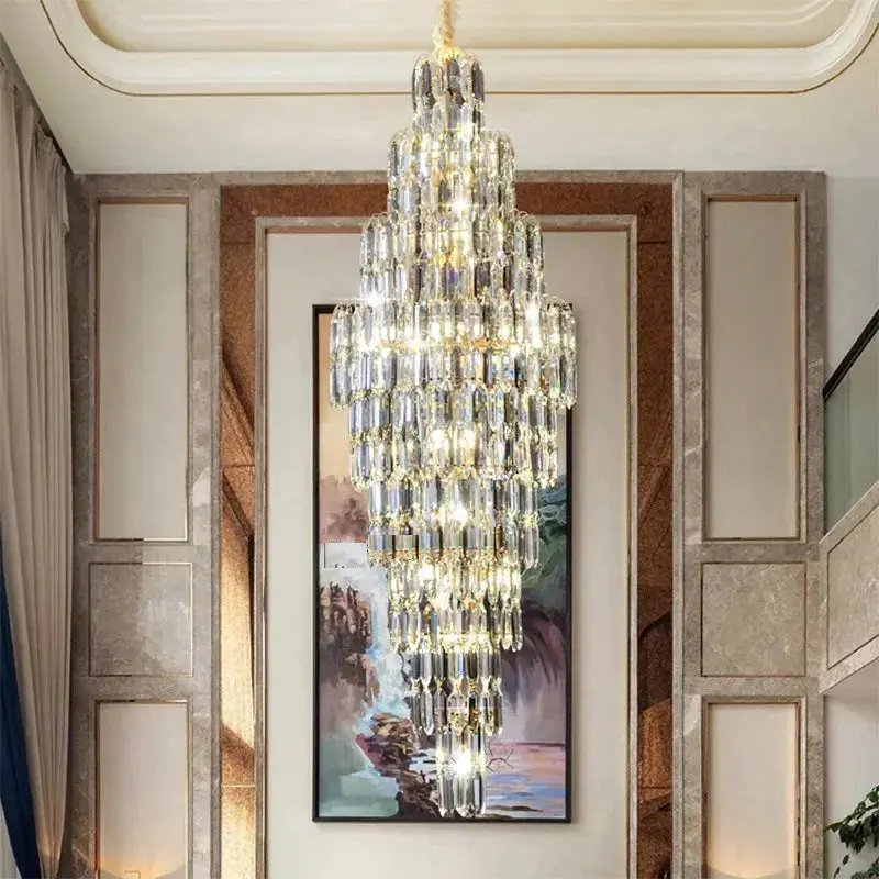 Anita Luxury Crystal Staircase Long Chandelier - Image 5