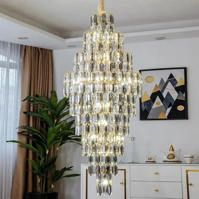 Anita Luxury Crystal Staircase Long Chandelier - Image 6