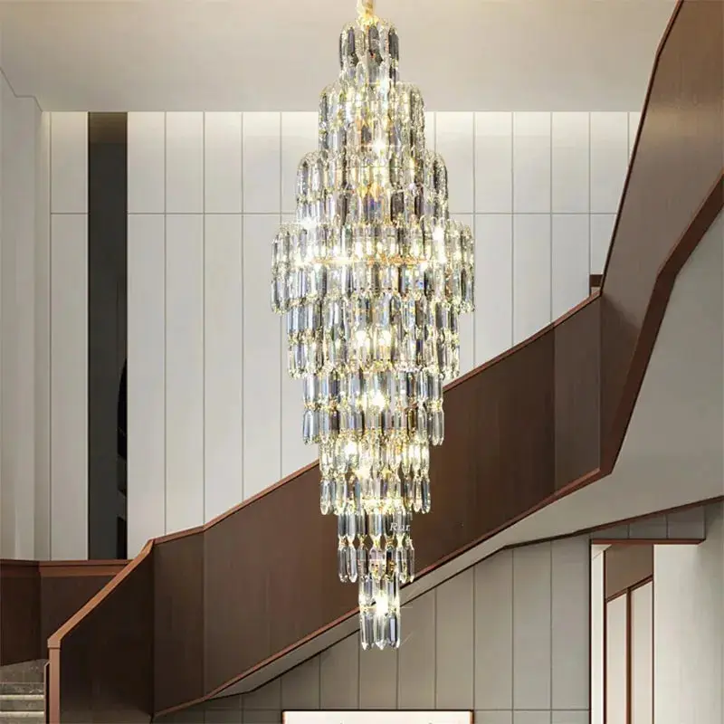 Anita Luxury Crystal Staircase Long Chandelier - Image 7