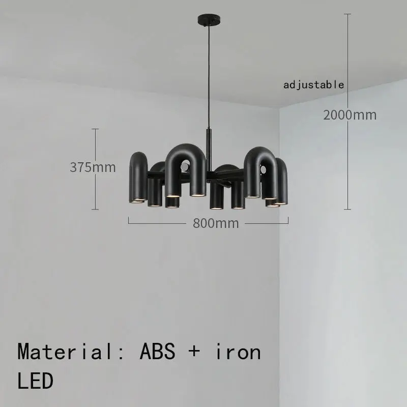 Art Decor Style U Shaped Chandelier Black/Orange/Blue/Grey - Image 7