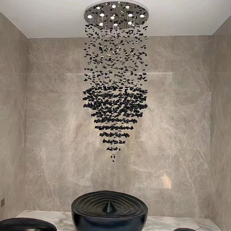Art Stone Chandelier For Entryway with High Ceiling - Image 3