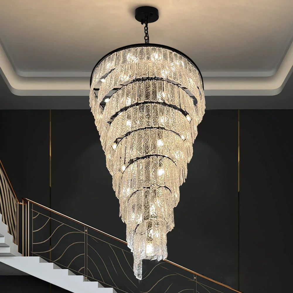 Assena Large Black high Ceiling Entryway Chandelier - Image 3