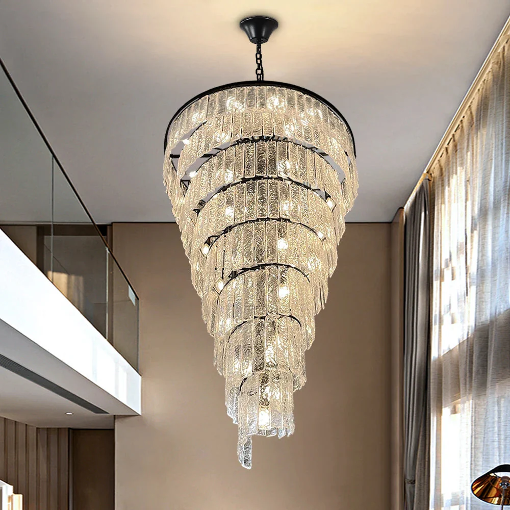 Assena Large Black high Ceiling Entryway Chandelier - Image 4