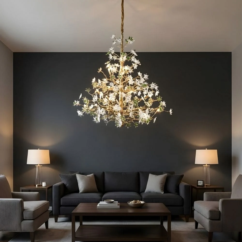 Auric Antique Vintage Brass Crystal Chandelier
