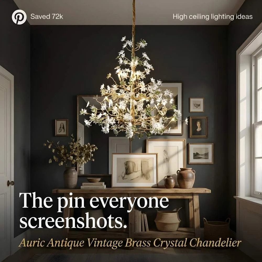 Auric Antique Vintage Brass Crystal Chandelier - Image 10