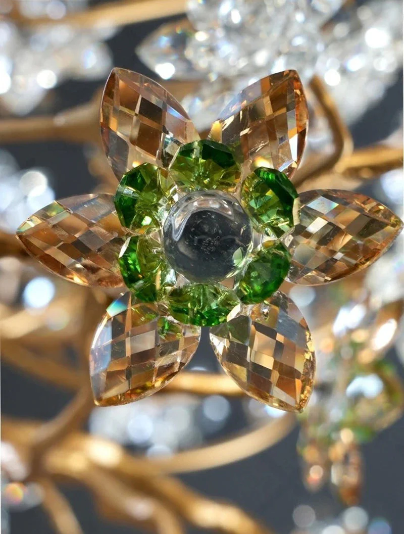 Auric Antique Vintage Brass Crystal Chandelier - Image 12