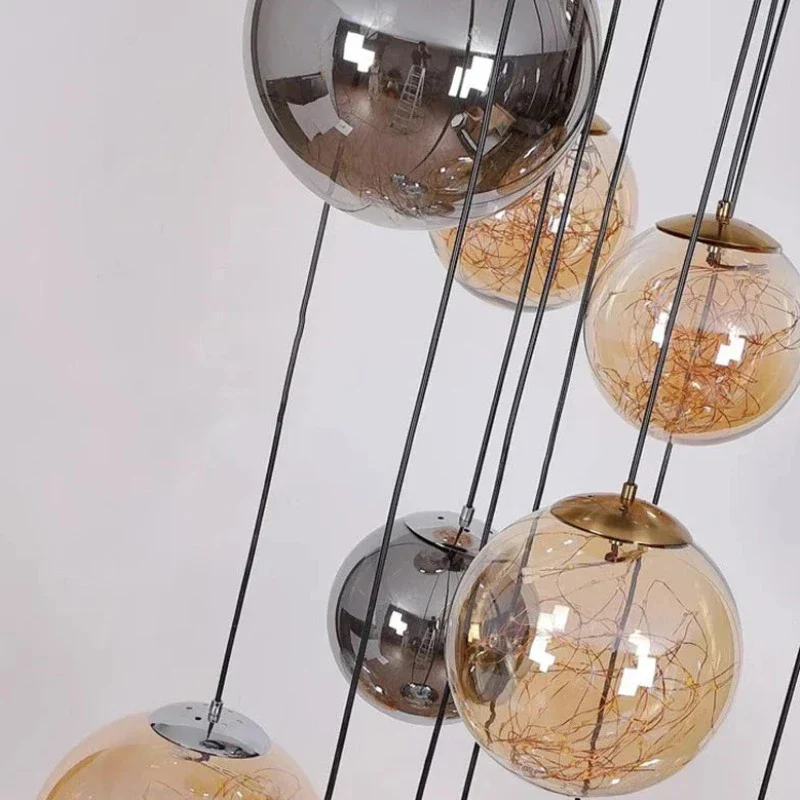 Ayla Bubble Art Contemporary Stairwell Chandelier - Image 6