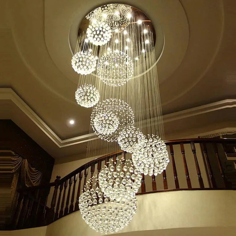 Ball Design Extra Large Crystal Chandelier for High Ceiling - Image 2