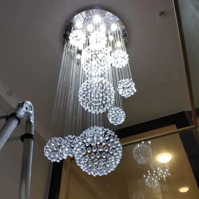 Ball Design Extra Large Crystal Chandelier for High Ceiling - Image 3