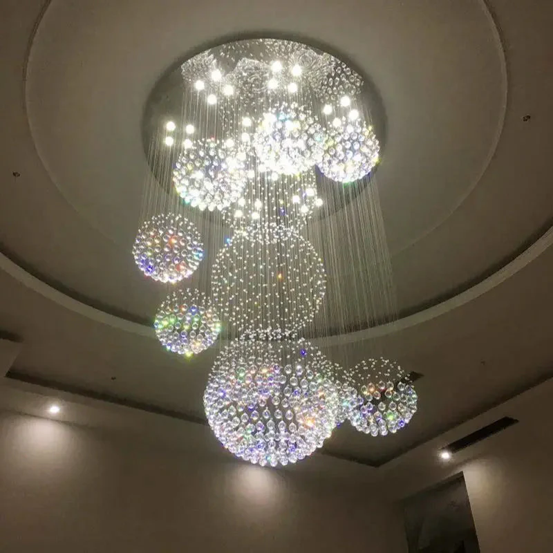 Ball Design Extra Large Crystal Chandelier for High Ceiling - Image 4