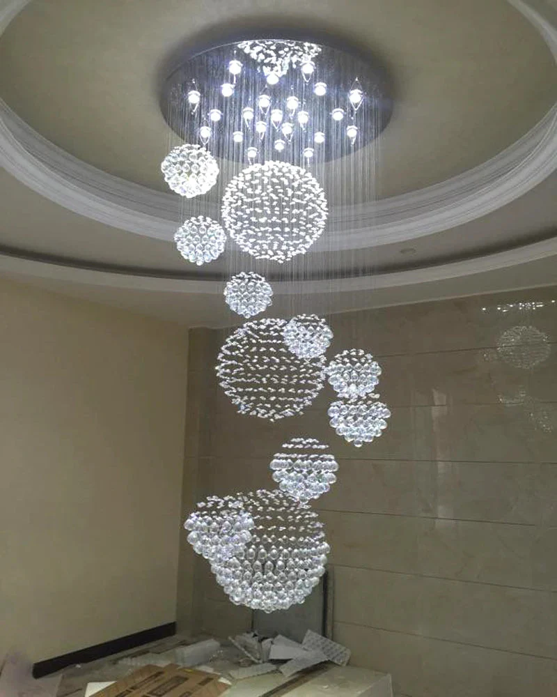 Ball Design Extra Large Crystal Chandelier for High Ceiling - Image 5