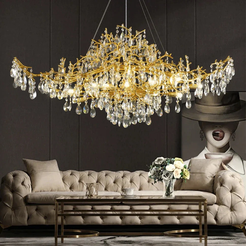 Bessa Modern Large Gold Crystal Branch Chandelier - Image 2