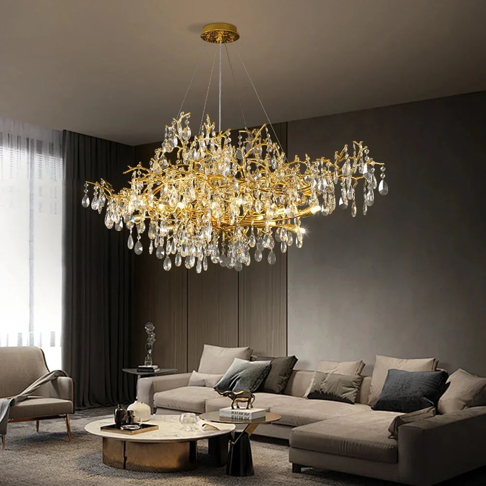 Bessa Modern Large Gold Crystal Branch Chandelier - Image 3