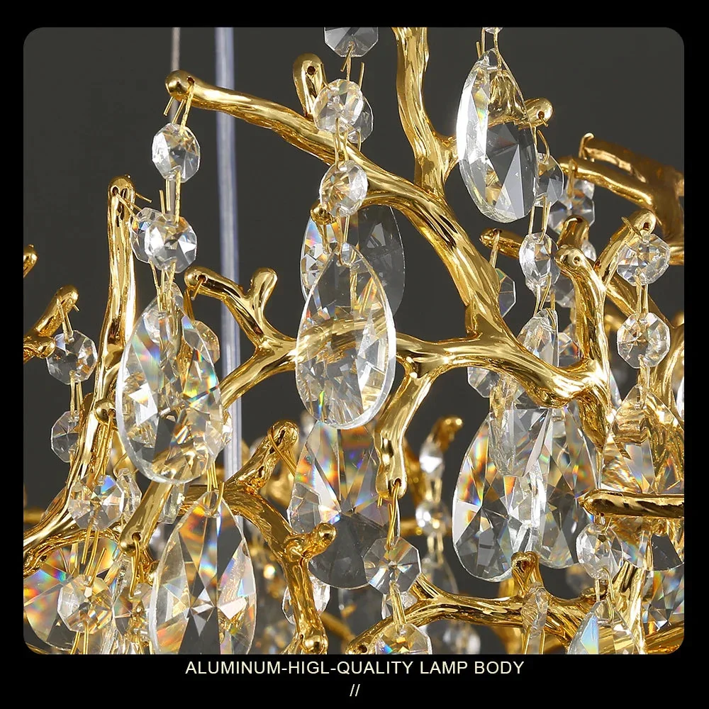 Bessa Modern Large Gold Crystal Branch Chandelier - Image 4