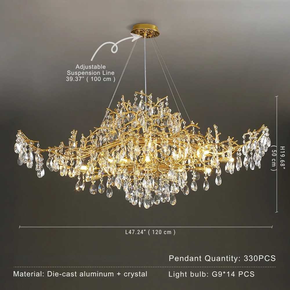Bessa Modern Large Gold Crystal Branch Chandelier - Image 5