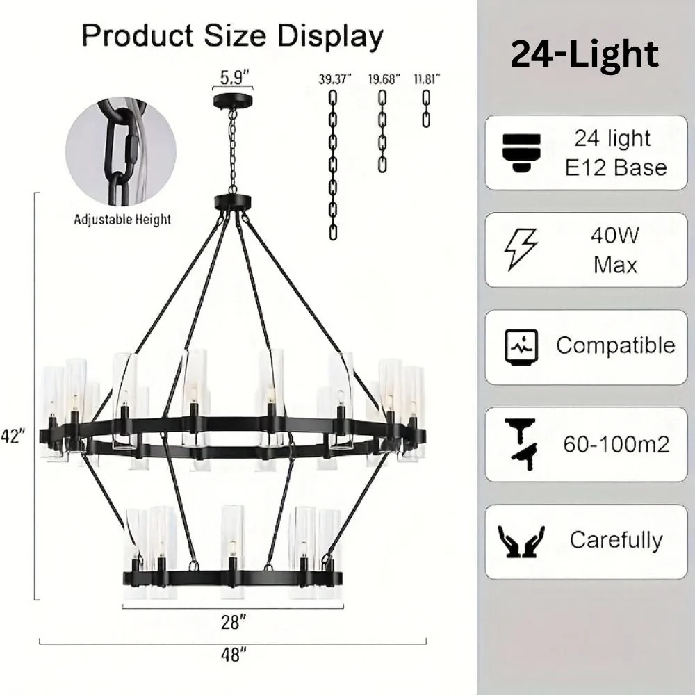 Binna Double Wagon Wheel Chandelier - Image 11