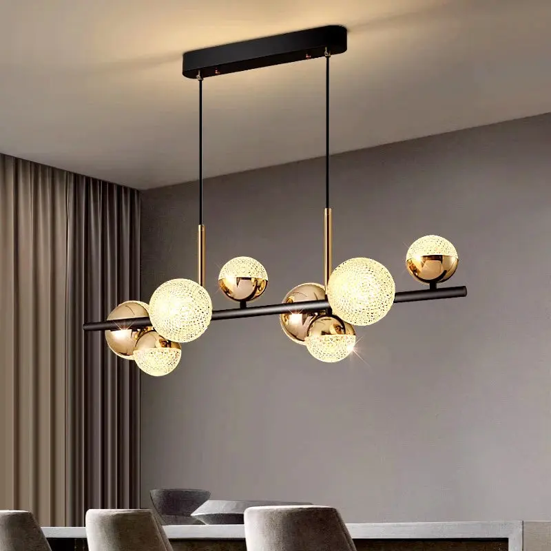 Black and Gold Acrylic Globe Chandelier 8/10 Light - Image 2