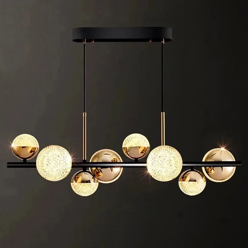 Black and Gold Acrylic Globe Chandelier 8/10 Light - Image 3