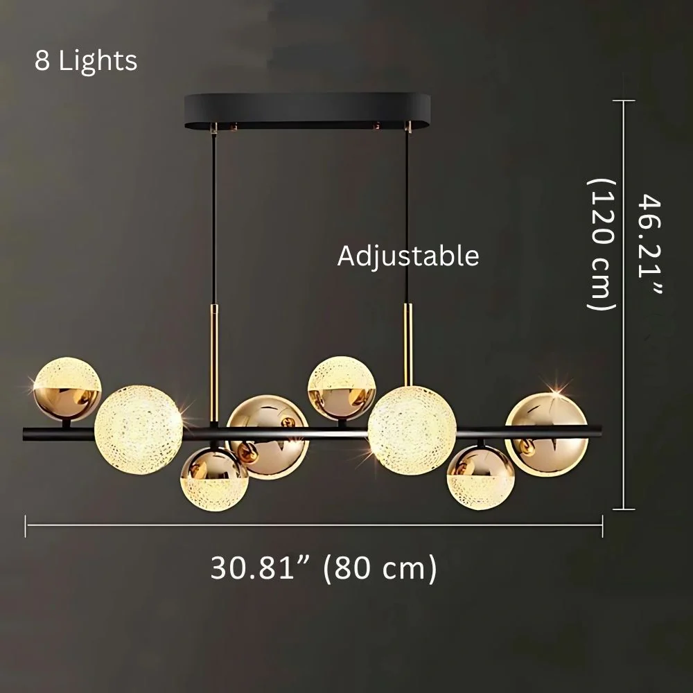 Black and Gold Acrylic Globe Chandelier 8/10 Light - Image 8