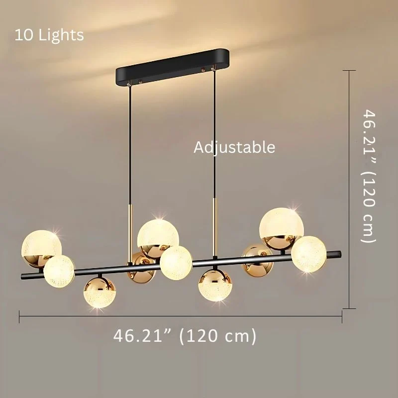 Black and Gold Acrylic Globe Chandelier 8/10 Light - Image 9