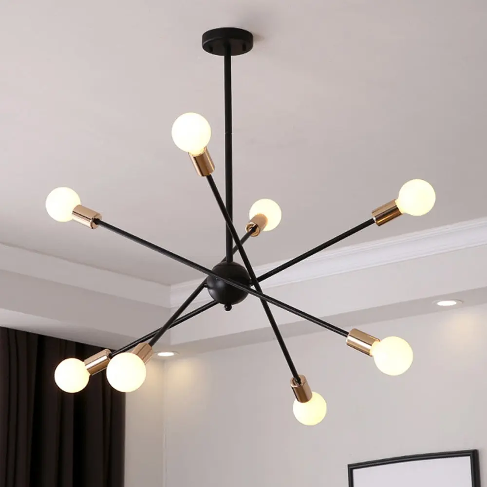 Black and Gold Sputnik Chandelier 6/8 Light - Image 3