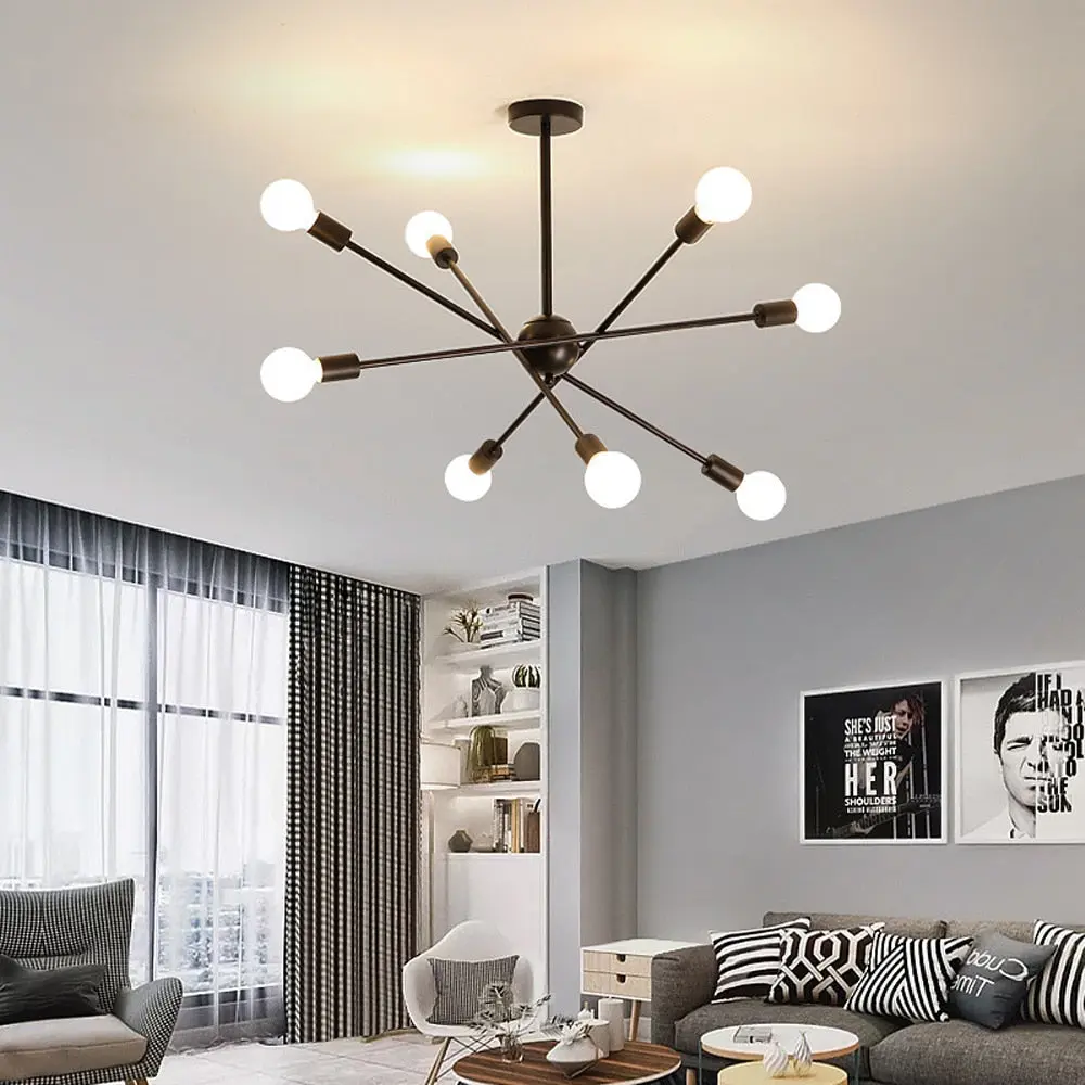Black and Gold Sputnik Chandelier 6/8 Light - Image 4