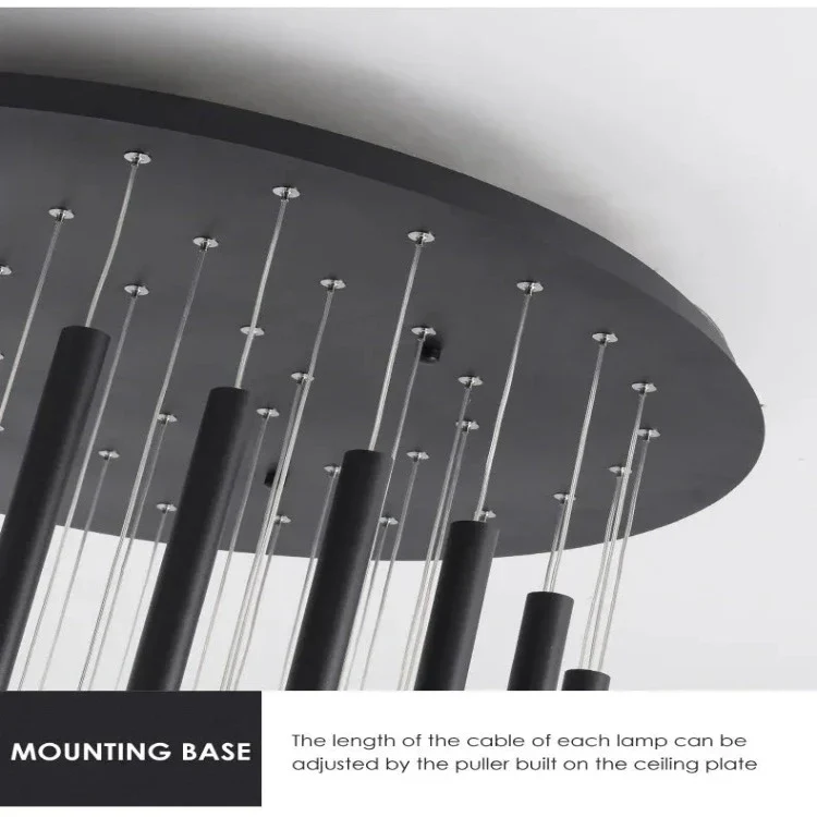 Black Modern Minimalist Stick Chandelier for Staircase - Image 5