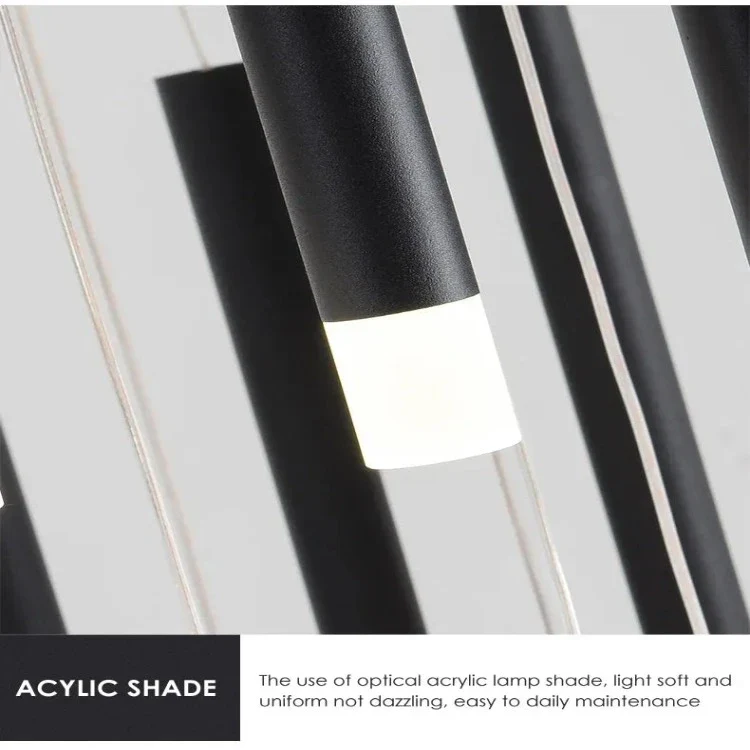 Black Modern Minimalist Stick Chandelier for Staircase - Image 6