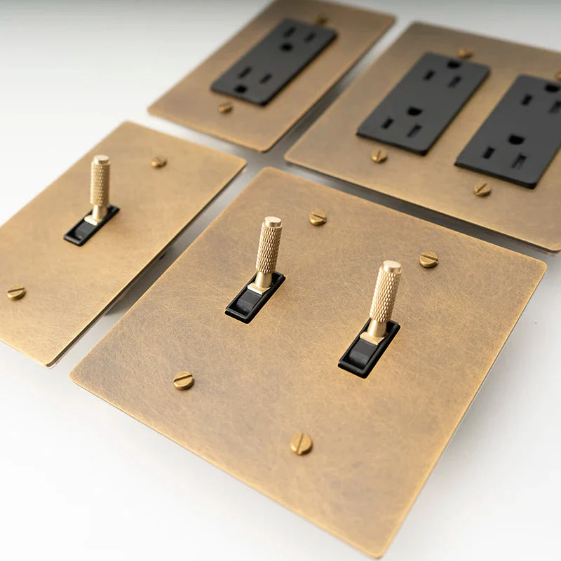 Brass Toggle Light Dimmer & Switch & Wall Plate - 3 Gang - Image 14