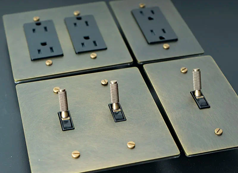 Brass Toggle Light Dimmer & Switch & Wall Plate - 3 Gang - Image 16