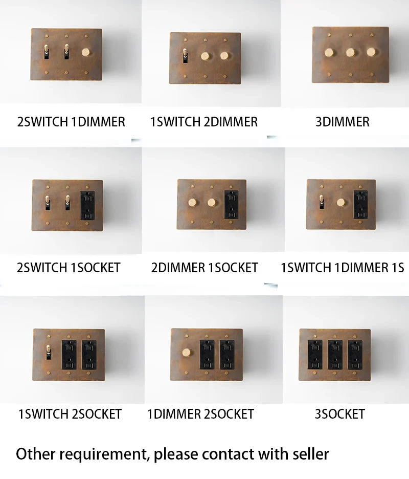 Brass Toggle Light Dimmer & Switch & Wall Plate - 3 Gang - Image 4