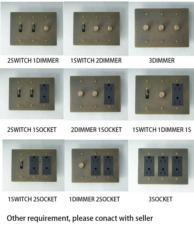 Brass Toggle Light Dimmer & Switch & Wall Plate - 3 Gang - Image 6